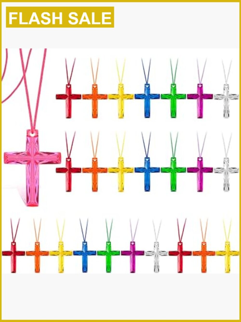 32-Piece Crystal Cross Necklace Set for Religious Gifts